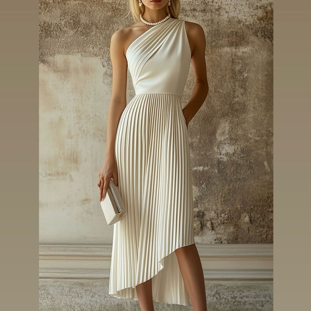 Chic One-Shoulder White Dress